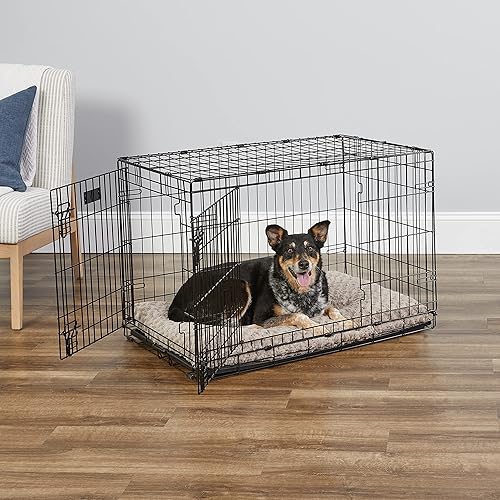 Vista 2 de MidWest Homes for Pets - Canil para perros iCrate de una y dos puertas mejoradas, incluye bandeja a prueba de fugas, patas protectores de suelos