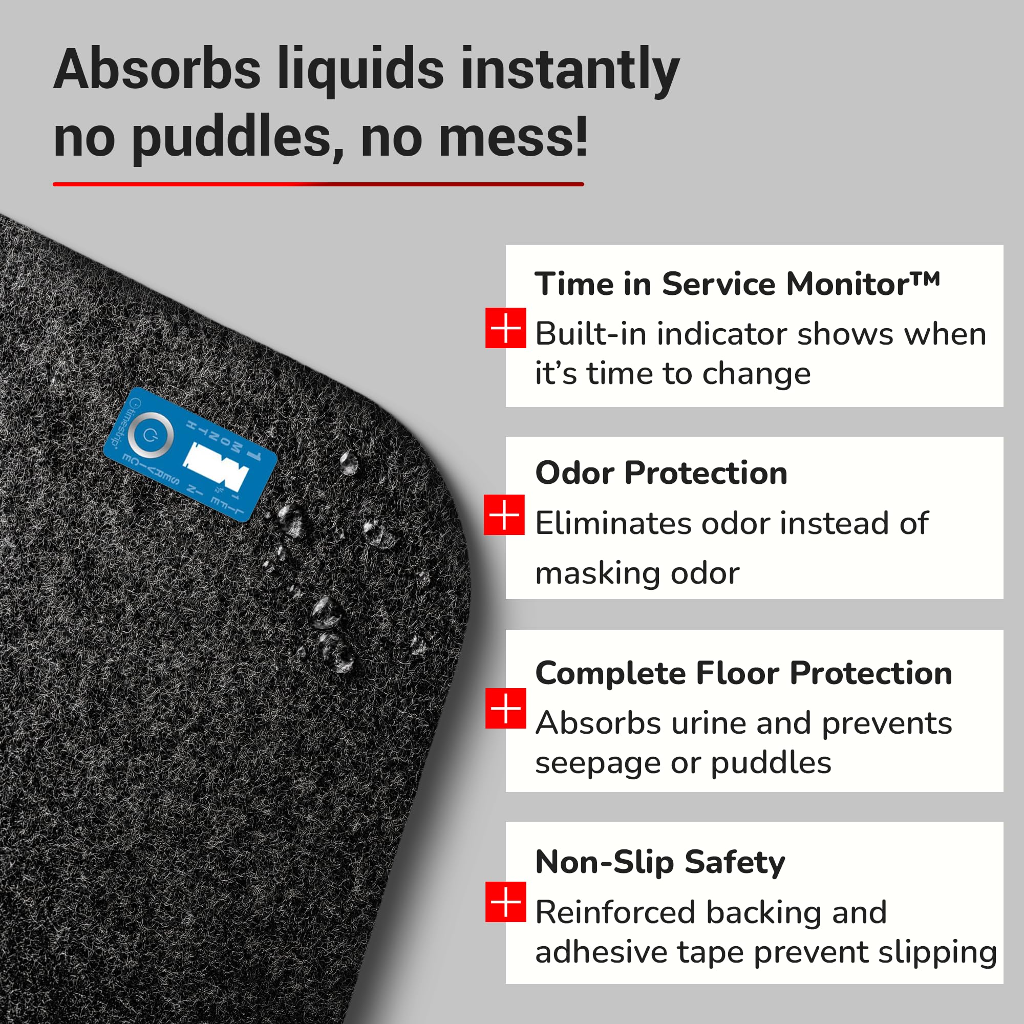 Disposable Urinal Mats, Odor Eliminating, Time Monitor, Non-Slip Adhesive, Charcoal, Case of 6, Made in the USA — Amazon image 3