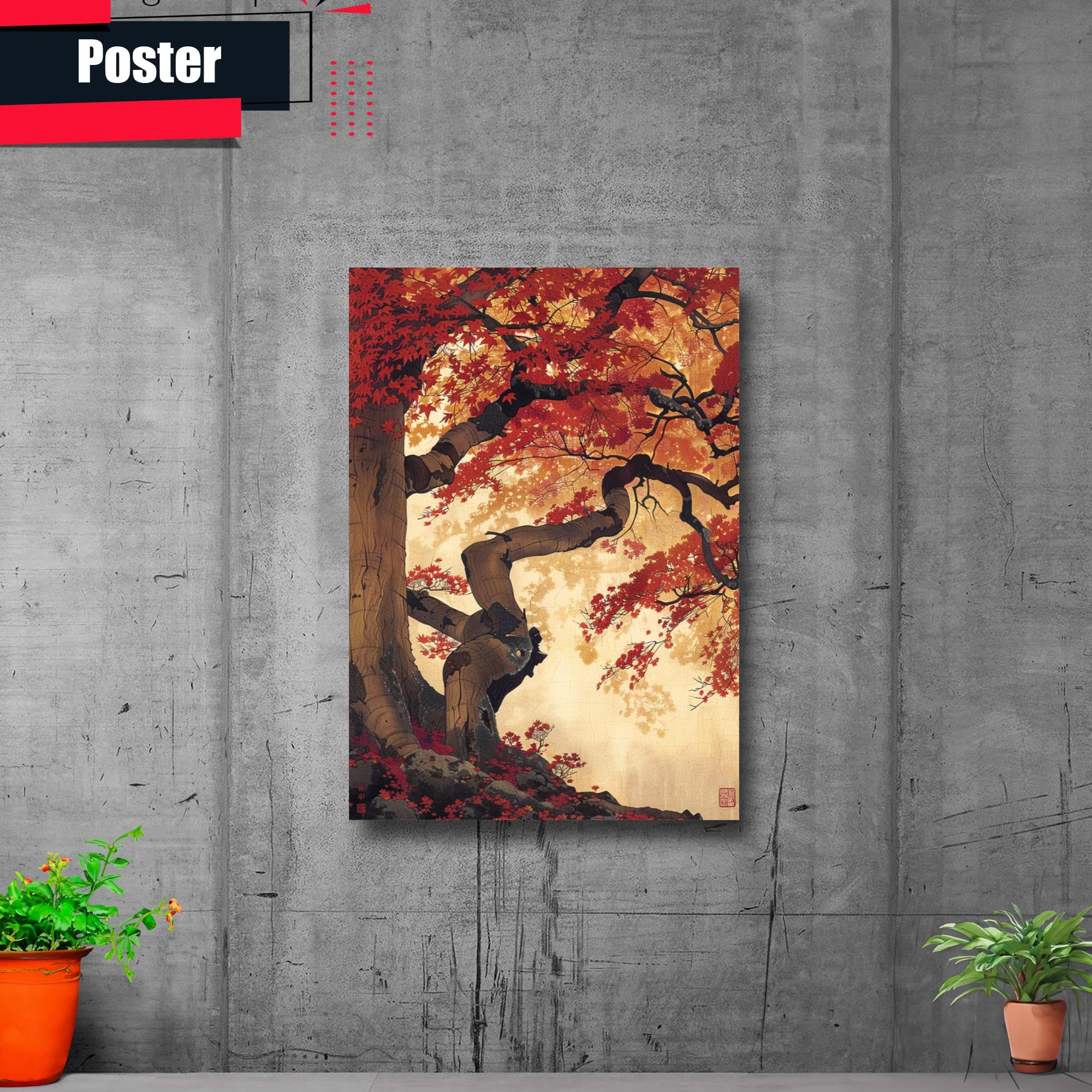 Japanese Tree Abstract Oil Paintings For Bedroom