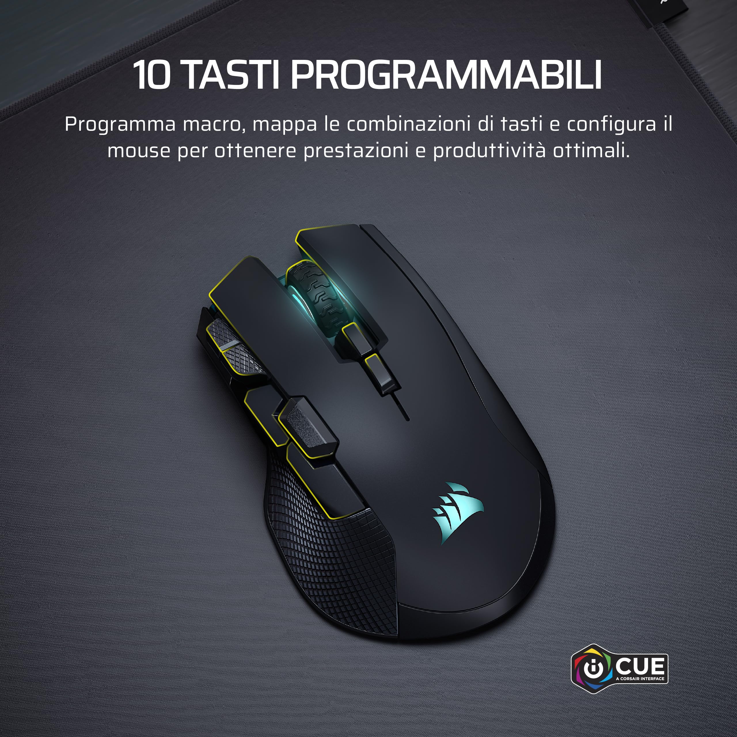 Corsair IRONCLAW WIRELESS SE (2026) Mouse Da Gioco – Nero | 26.000 DPI, Design Ergonomico per Mani Grandi, 10 Pulsanti Programmabili, Per MOBA, FPS, MMO