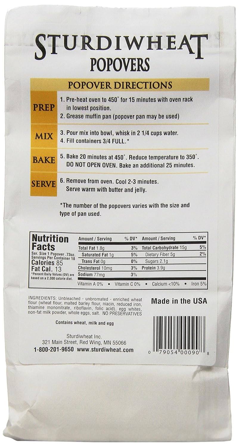 Sturdiwheat All Natural Bread Mix, Popovers, 13-Ounce Package (Pack of 4)