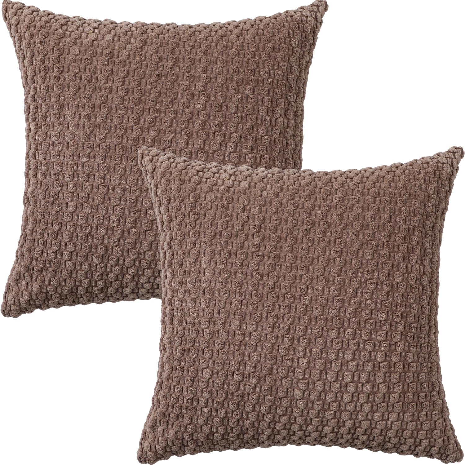Tennove Cushion Covers 40x40cm Decorative Modern Brown Pillow Cases Pack of 2 Corduroy Boho Soft Throw Pillow Covers Square Pillowcases for Sofa Living Room Bed Home Decor