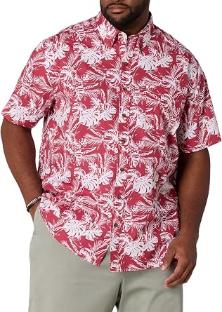 Harbor Bay by DXL Mens Big and Tall Easy-Care Big Leaf Print Sport Shirt