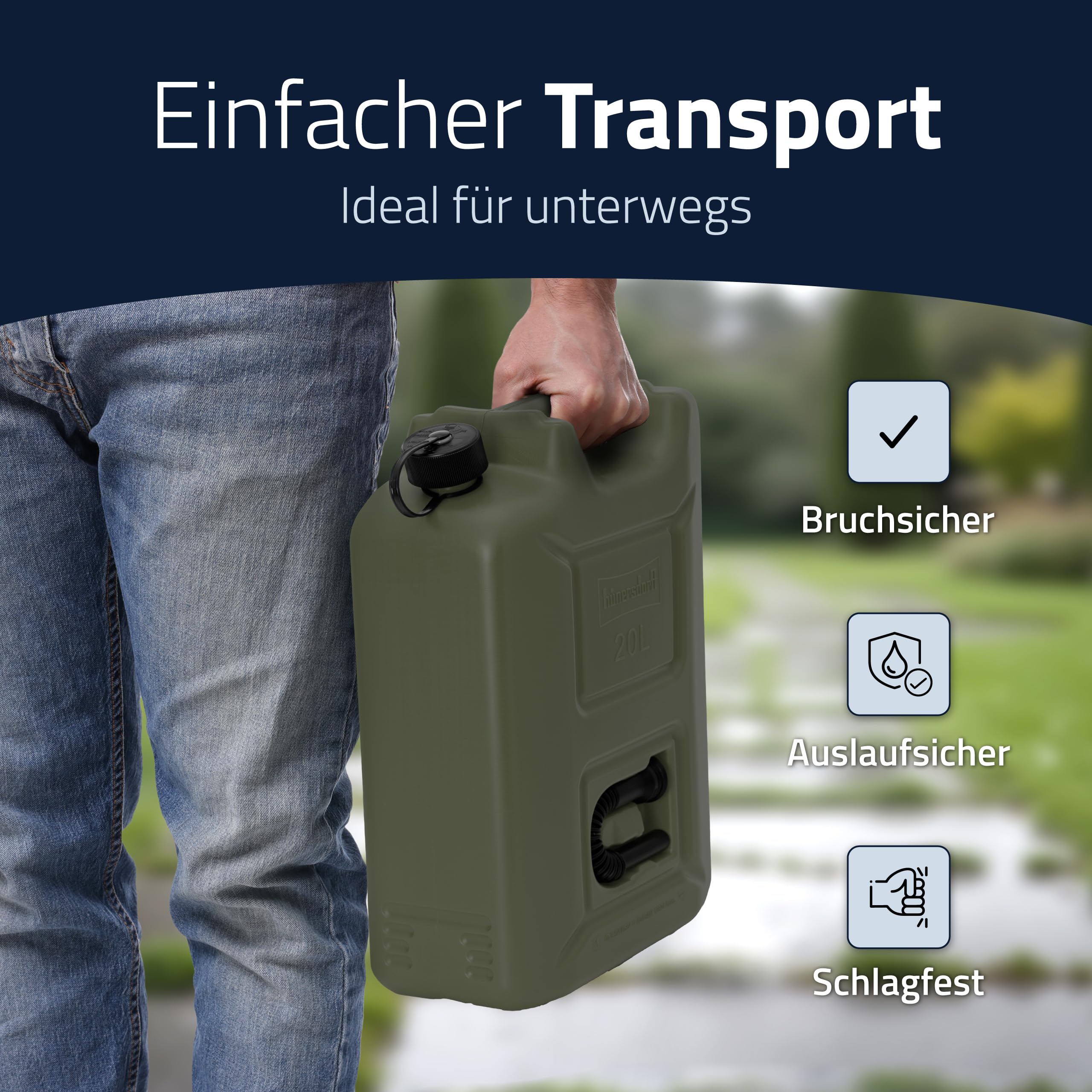 hünersdorff 3er Set Kraftstoff-Kanister PROFI 20l Benzin Diesel TÜV-geprüft Made in Germany