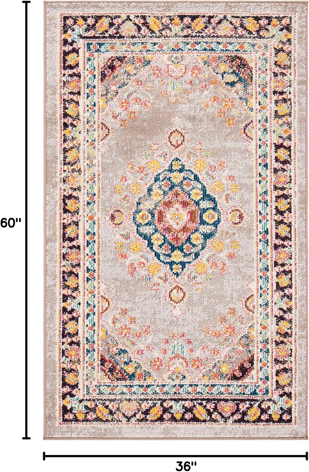 SAFAVIEH Madison Collection Accent Rug - 3' x 5', Grey & Fuchsia, Medallion Distressed Design, Non-Shedding & Easy Care, Ideal for High Traffic Areas in Entryway, Living Room, Bedroom (MAD252F)