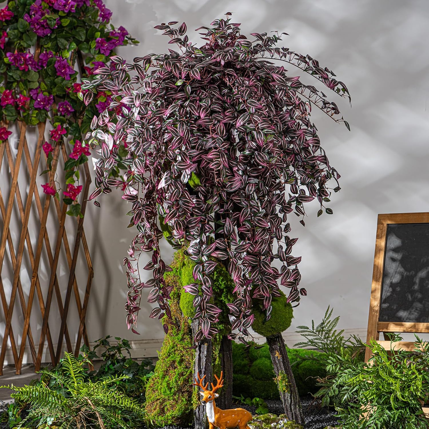 4PCS Fake Plants Decor,Artificial Watermelon Vine for Home Decor Indoor,Fake Ivy Plants Realistic Faux Plants Indoor for Home Living Room Bedroom Office Decoration