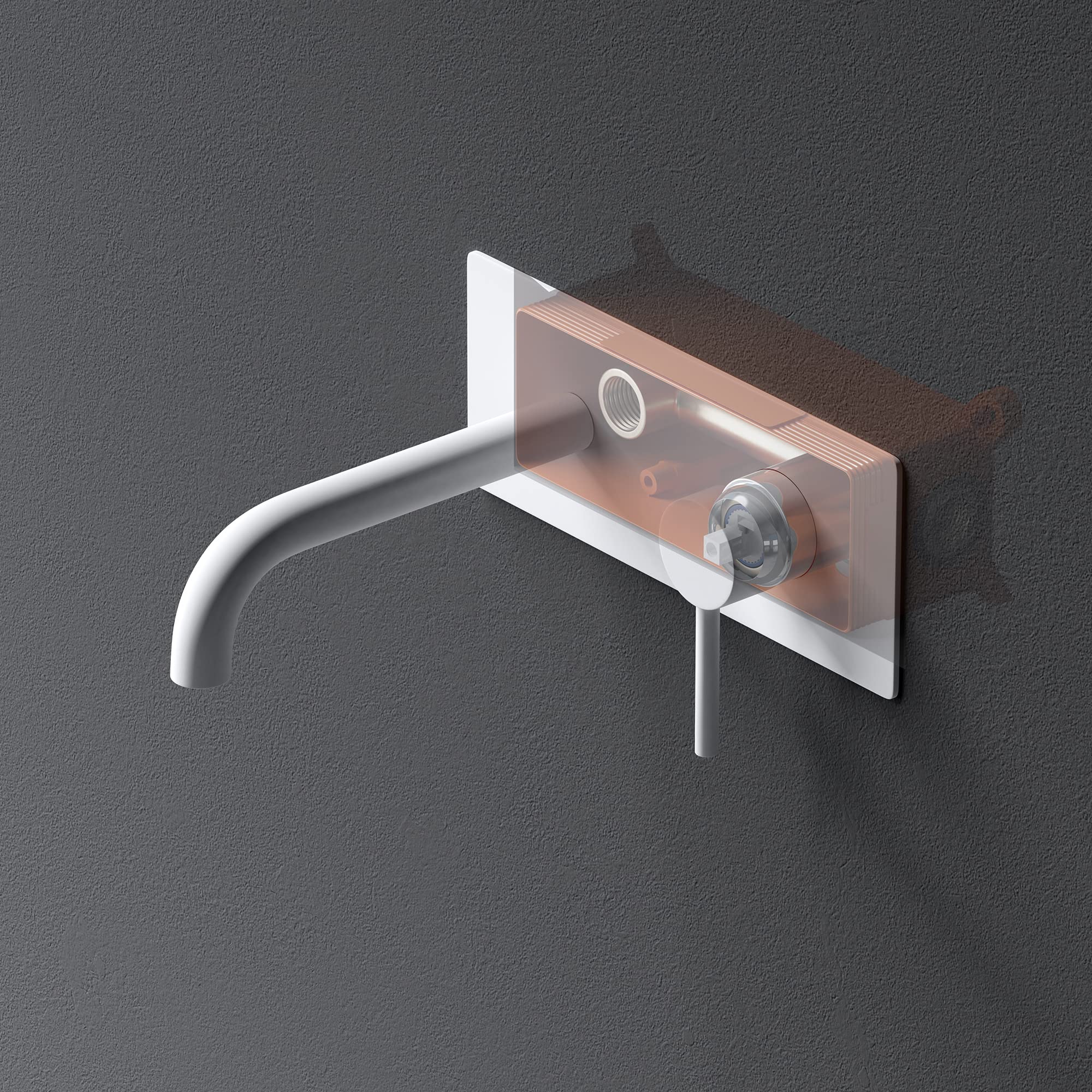 Mai & Mai Miscelatore per Lavabo a Muro, Rubinetto Lavabo a Parete per bagno WA112 con Corpo a Incasso, Bianco