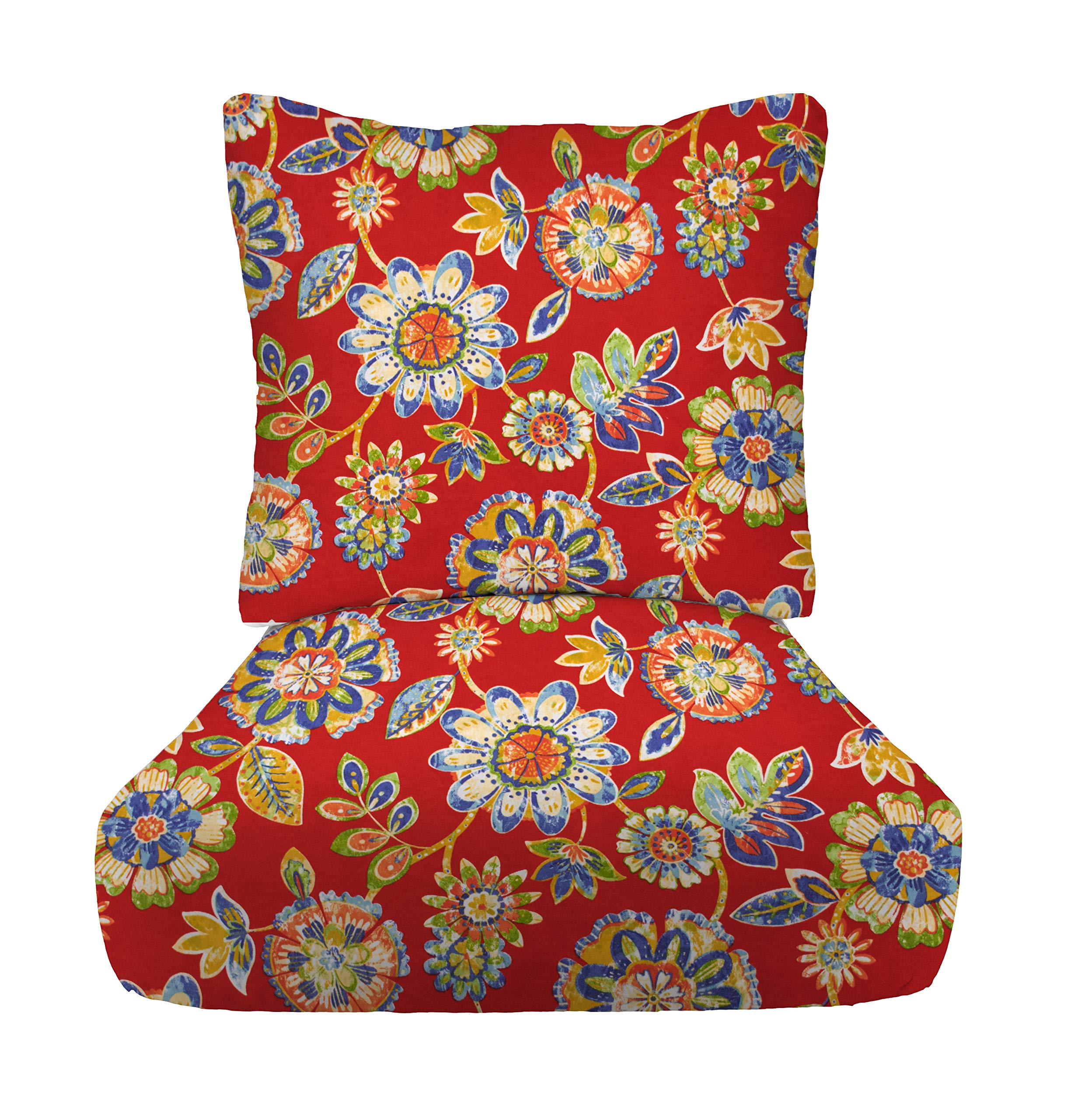 RSH DECOR: Deep Seating Cushion with Pillow Back | 23” x 24” Seat | All-Weather Spun Fabric | Water and Fade-Resistant | Outdoor Chair Cushion Set for Patio Furniture | Daelyn Cherry