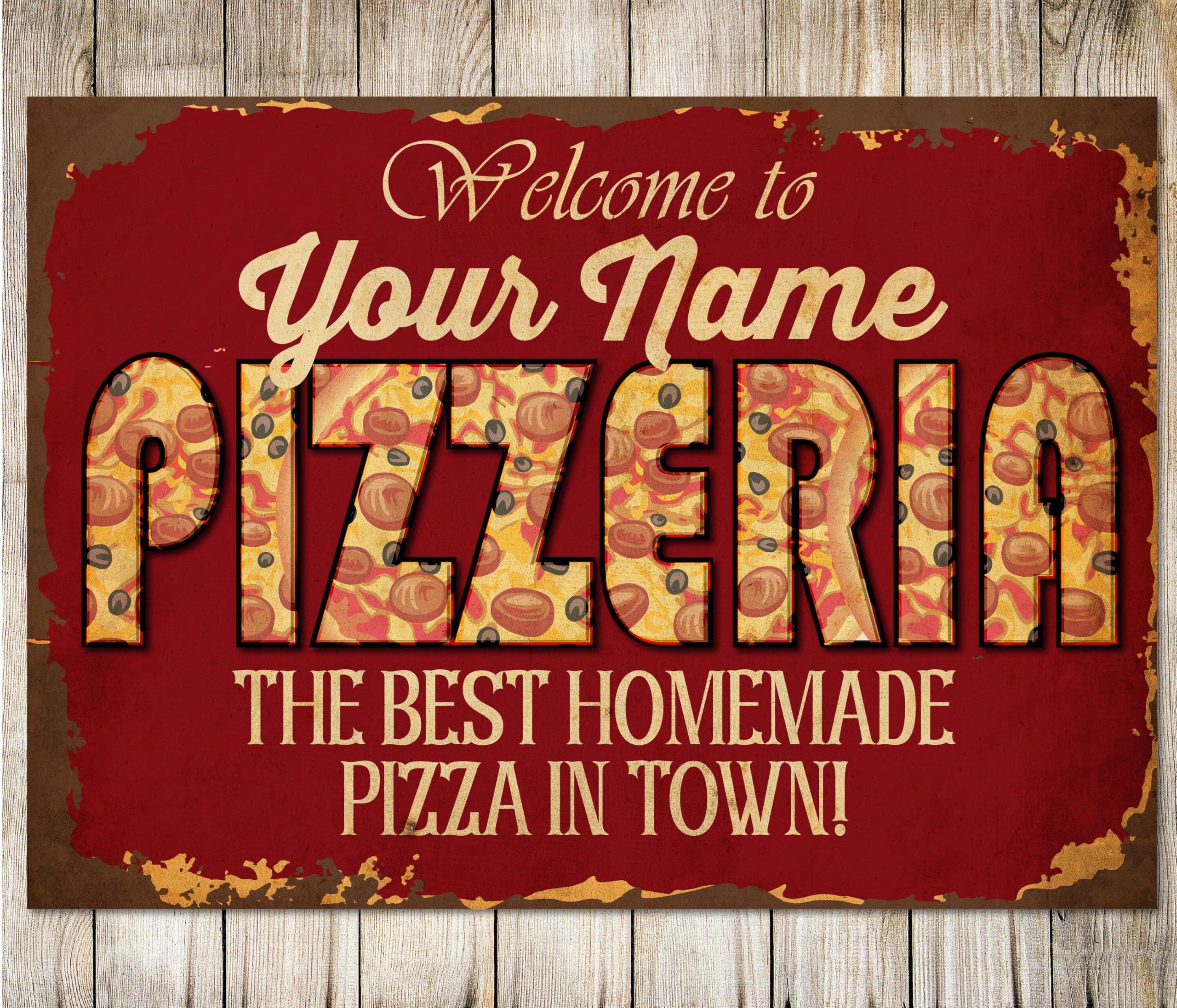 PERSONALISED Pizzeria Pizza Italian Cooking Food Chef Pizza Oven Piza Homemade Kitchen Sign Garden Outdoor Metal Plaque