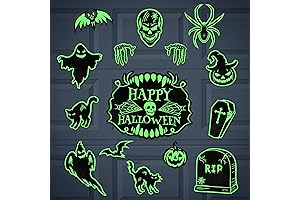 Halloween Garage Door Decorations Magnets: Magnetic Glow-in-The-Dark Bats Tombstone Ghost Pumpkin Happy...