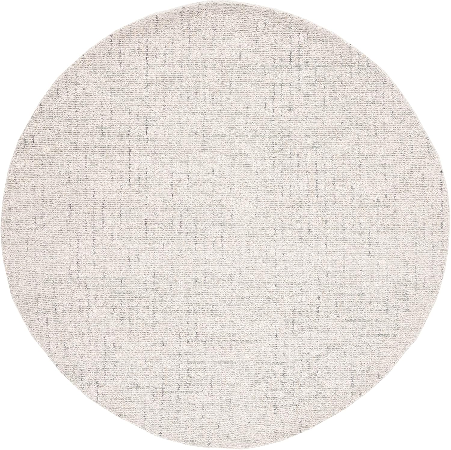 SAFAVIEH Abstract Collection Area Rug - 6' Round, Ivory & Light Grey, Handmade Wool, Ideal for High Traffic Areas in Living Room, Bedroom (ABT468K)