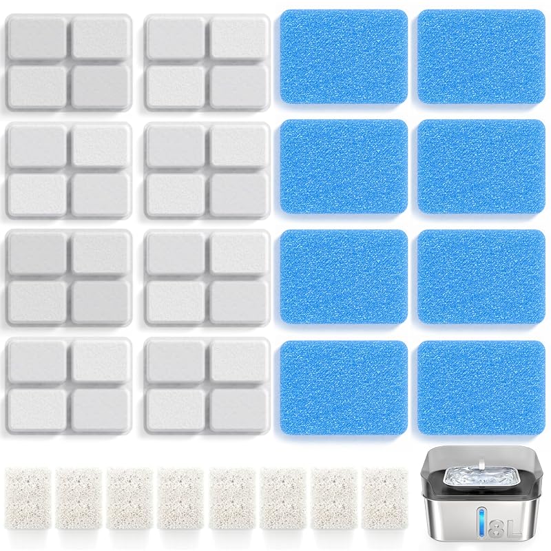 Refil para Fonte de Água para Cães e Gatos SHARLOVY W10 Pro com Esponjas e Carvão Ativado, Pacote com 8 Conjuntos