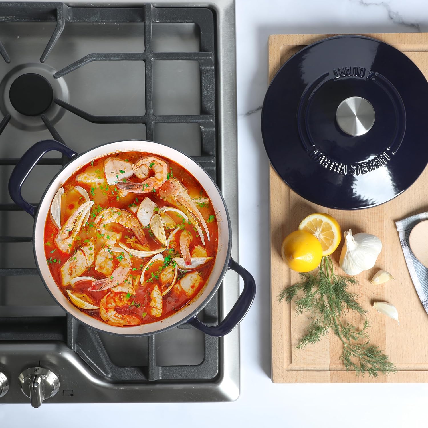 Martha Stewart Gatwick 4 Quart Enamel Cast Iron Dutch Oven - Navy Blue - Image 10