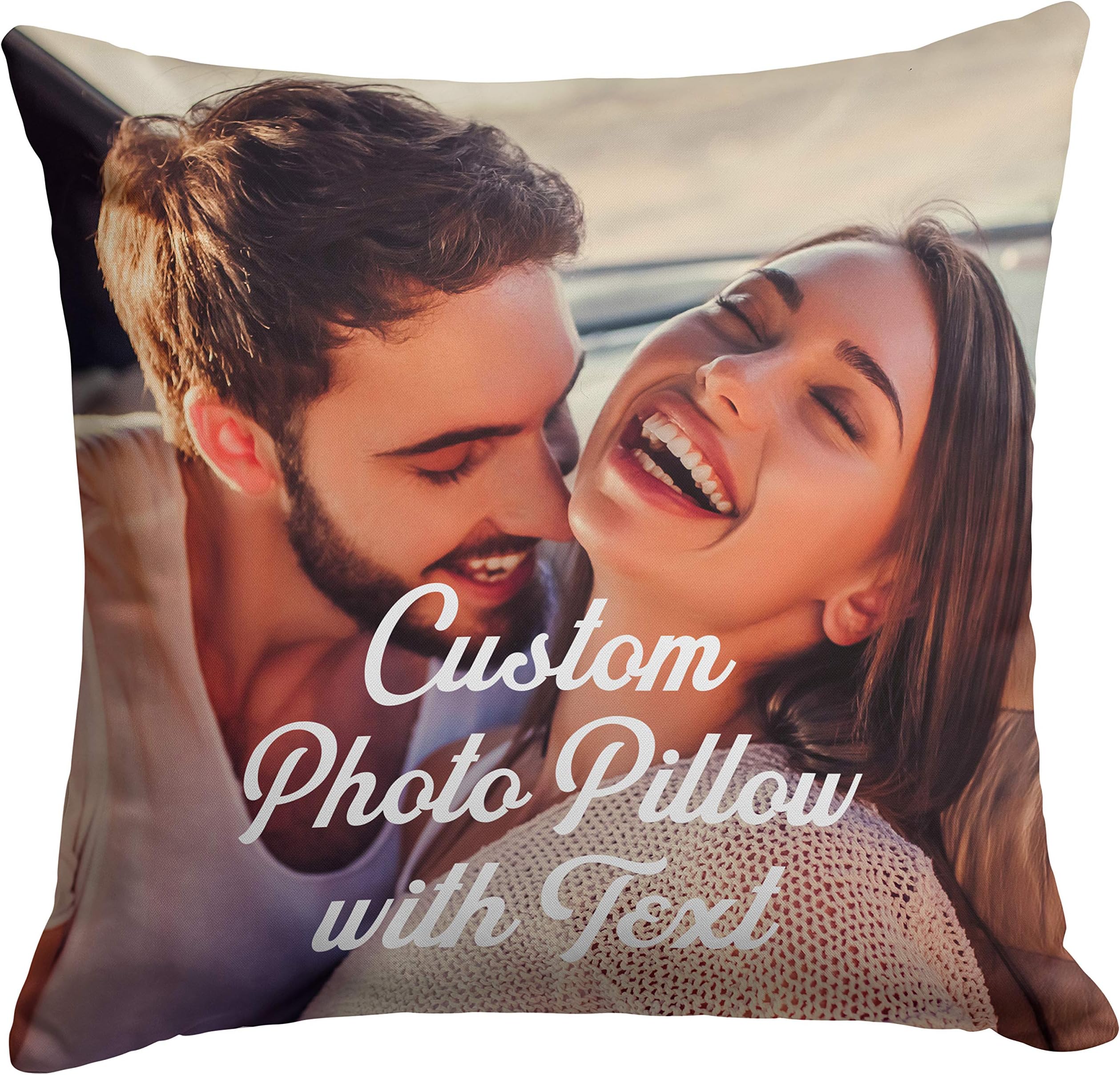 Customization Mill Custom Love, Couple Photo Pillow w Any Picture | 16x16 | Personalized Pillow Cover with Your Loved Ones | Custom Gifts w Any Picture, Couple Gifts
