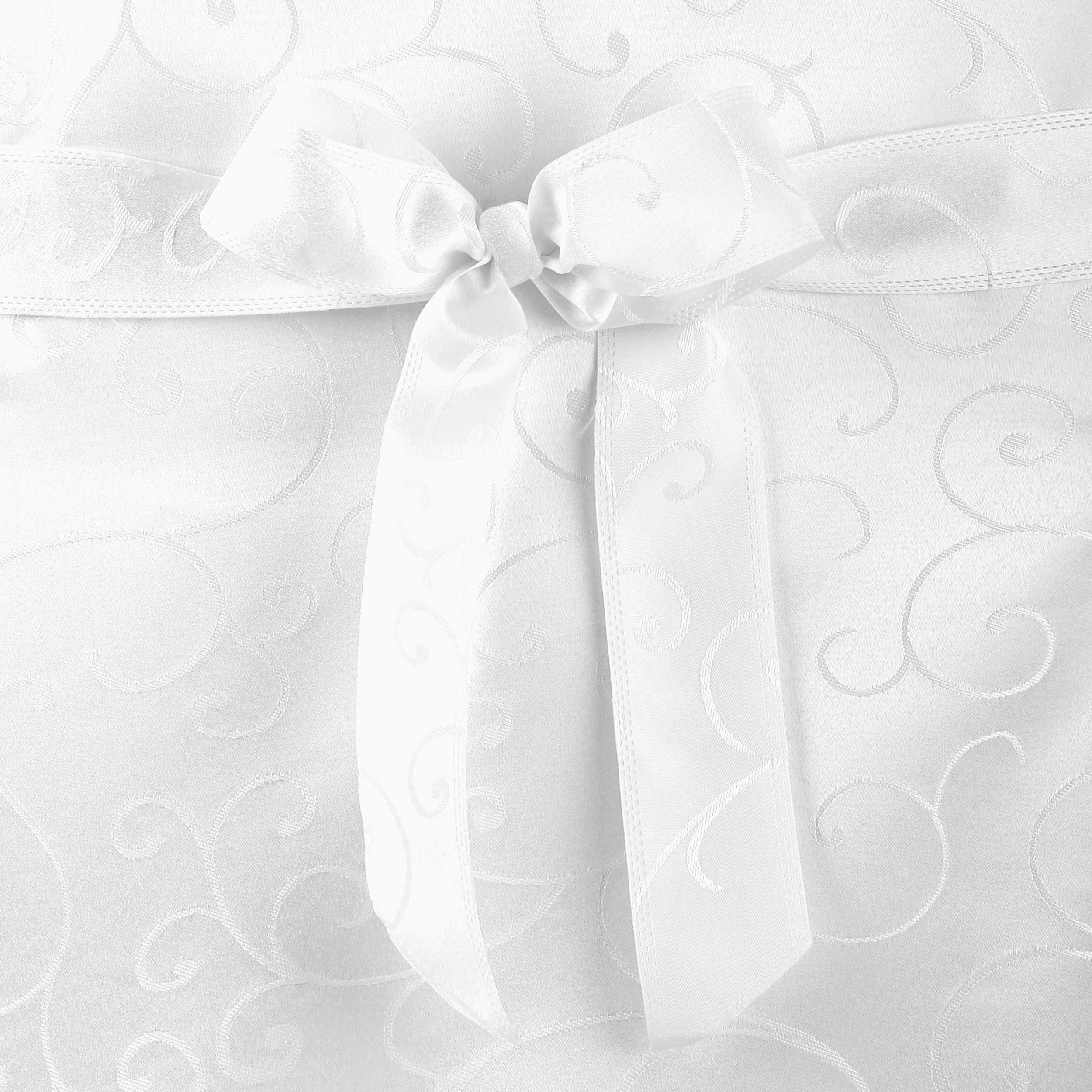 Gräfenstayn® 4pcs coprisedia Sofia con motivo jacquard e fiocco integrato - diversi colori per schienali di sedie rotonde e quadrate - adattamento universale (Bianco)