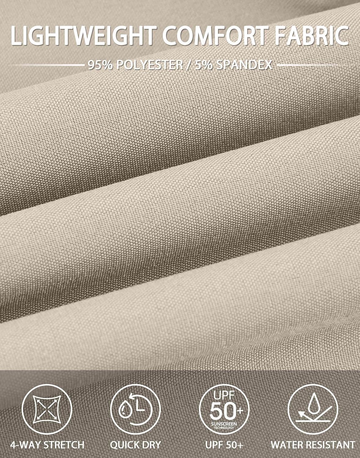 Mens Casual Dress Shorts 7 Inch Lightweight Stretch Quick Dry Elastic Waist for Golf Travel Work with 3 Pockets - Image 3