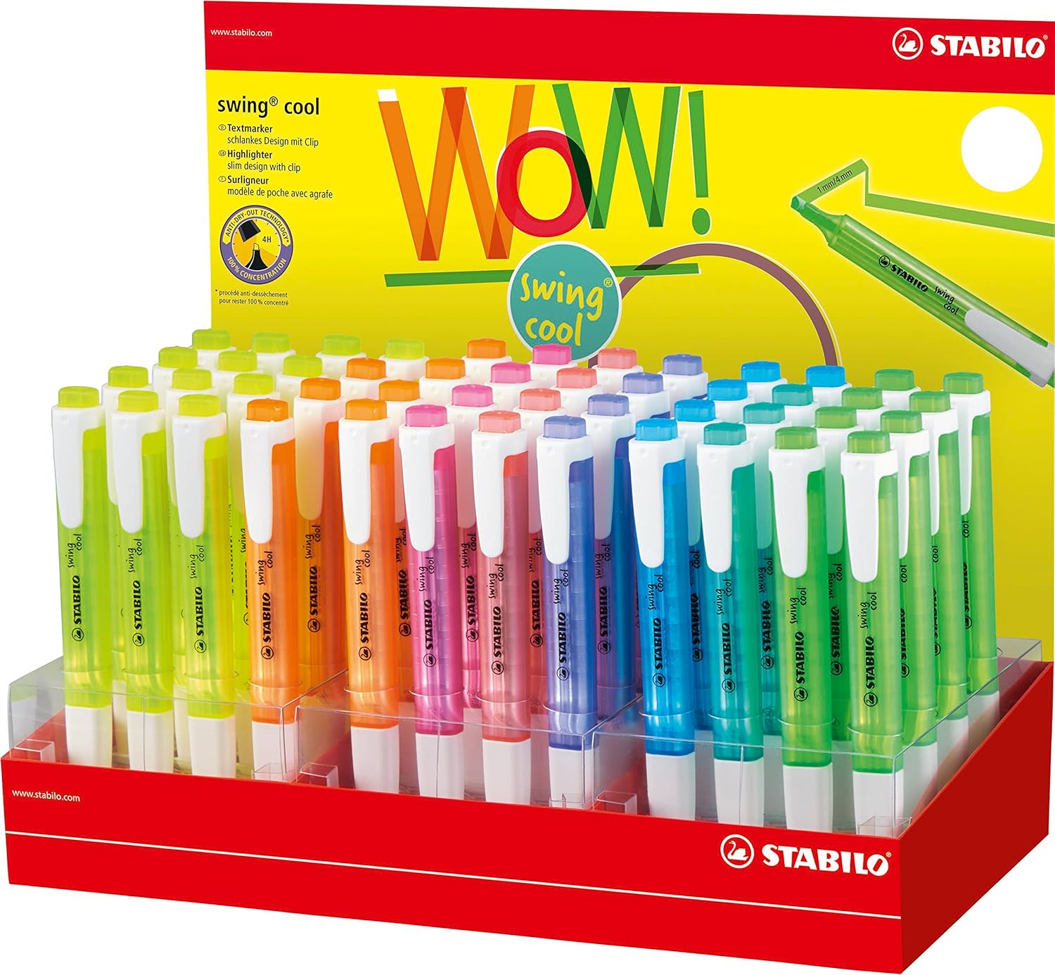STABILO Highlighter swing cool Display of 48 in 8 Assorted