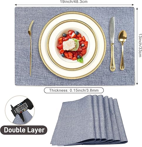 Miniatura 2 de Juego de 4 manteles individuales, manteles individuales resistentes al calor, mesa de cocina lavable, lino de algodón, manteles individuales de tela
