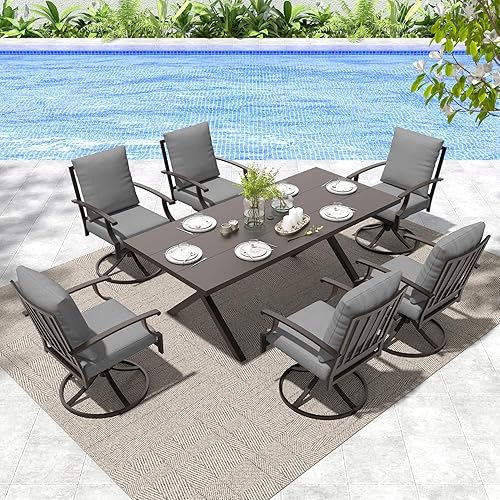 Gotland 7 Piece Outdoor Dining Set, Metal Outdoor Table and