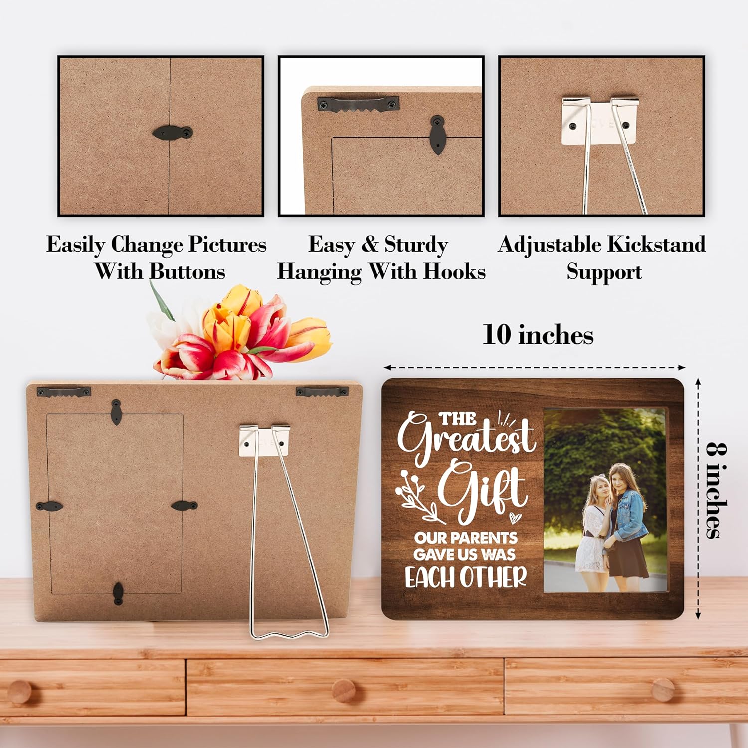 Sister Pictures Frame, The Greatest Gift Our Parents Gave Us Was Each Other Photo Frame, Birthday Gifts for Best Sister, Farmhouse Home Living Room Bedroom Office Decoration -77