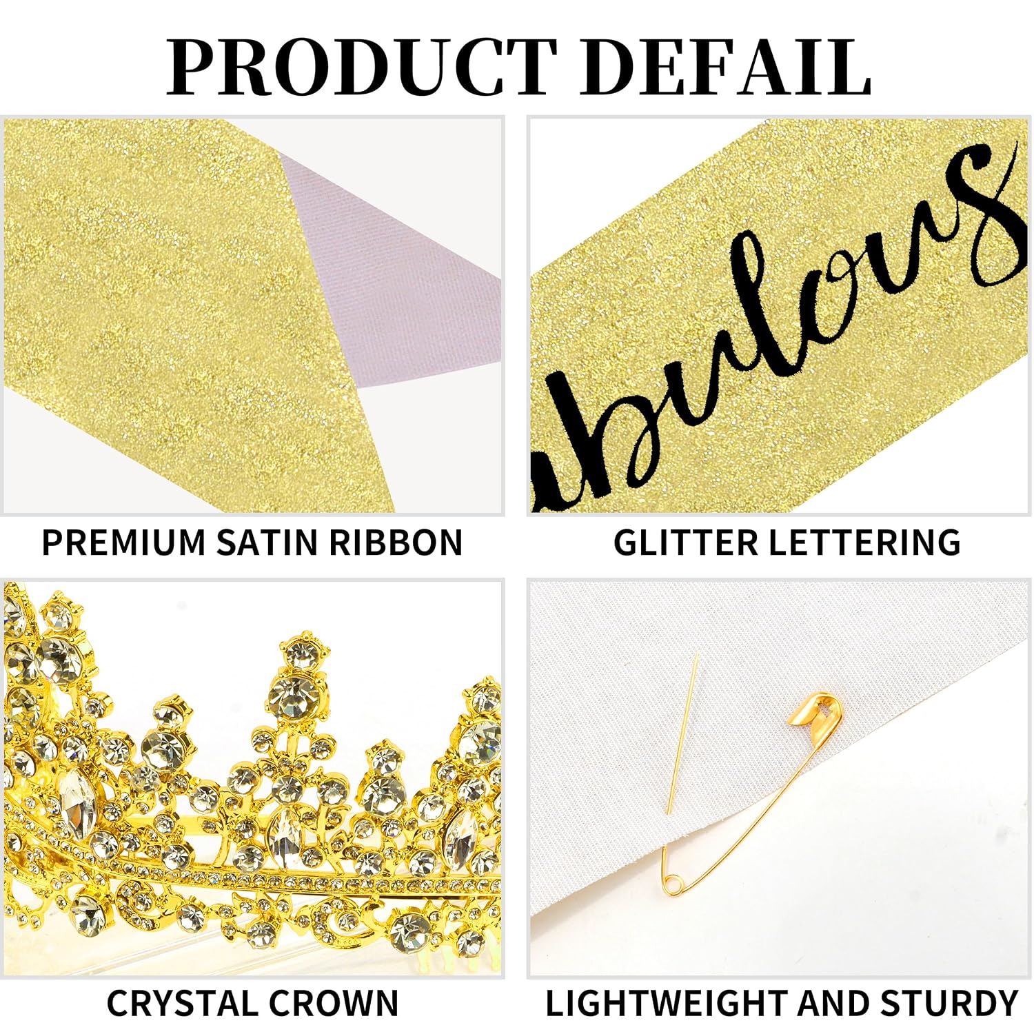COCIDE 50th Birthday Sashes, Crowns, and Decorations - Sash, Tiaras Set for Women and Girls, Party Favor Supplies