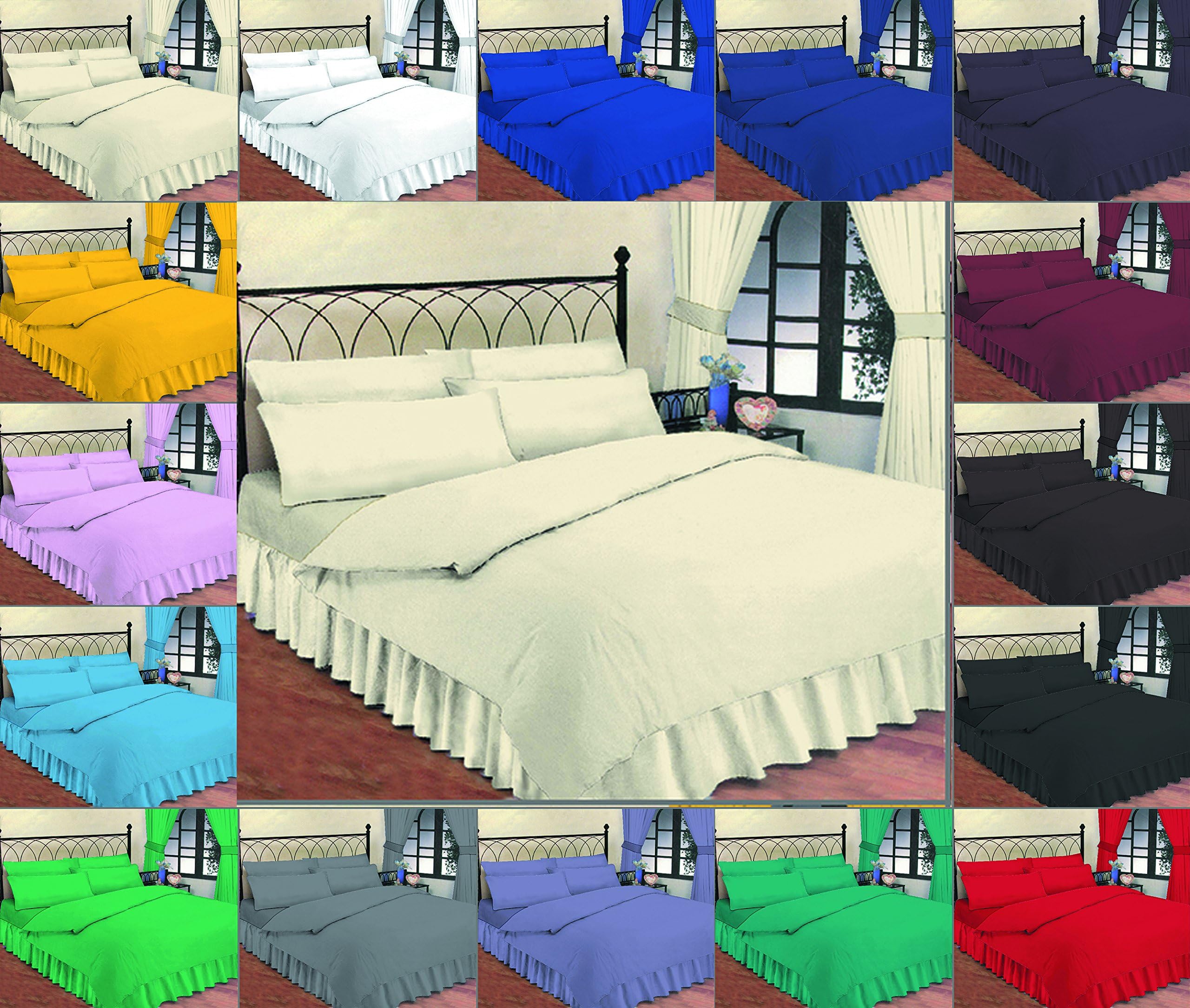 Thread Linen Luxury Plain Dyed Poly Cotton Fitted Valance Bed Sheet (Single Fitted valance, CREAM)