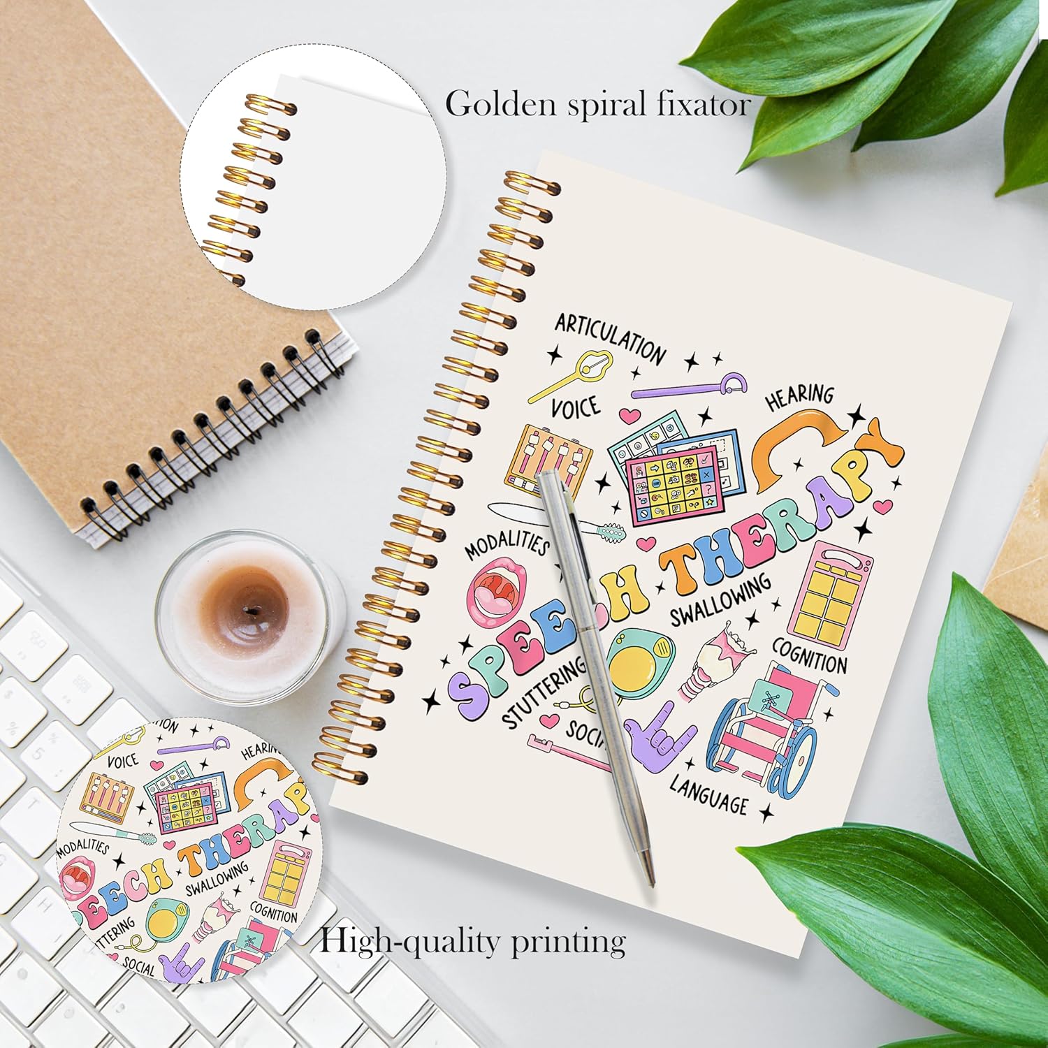 Preppy Speech Therapy Spiral Notebook, Speech Language Pathologist SLP Gifts, Therapy Journal for Therapists Therapists Counselors Social Workers, Audiologist Journal for Women, 5.5x8.3 - Image 2