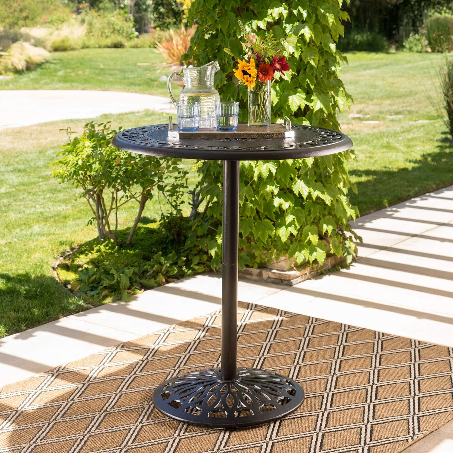 Christopher Knight Home Hannah Outdoor Cast Aluminum Bar Table, Shiny Copper : Patio, Lawn & Garden