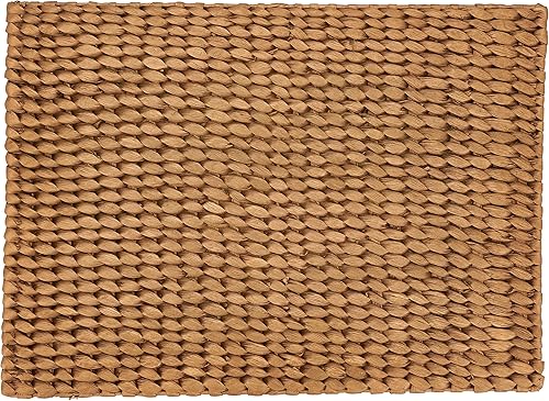 Miniatura 4 de SARO LIFESTYLE Mantel individual de jacinto de agua tejido dorado, redondo de 15 pulgadas, 4 unidades.