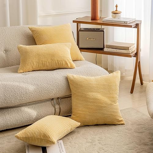 Miniatura 2 de Home Brilliant Funda de almohada de 20 x 20 pulgadas, funda de almohada suave de felpa bohemia a rayas sólidas para sofá, decoración de muebles, 20