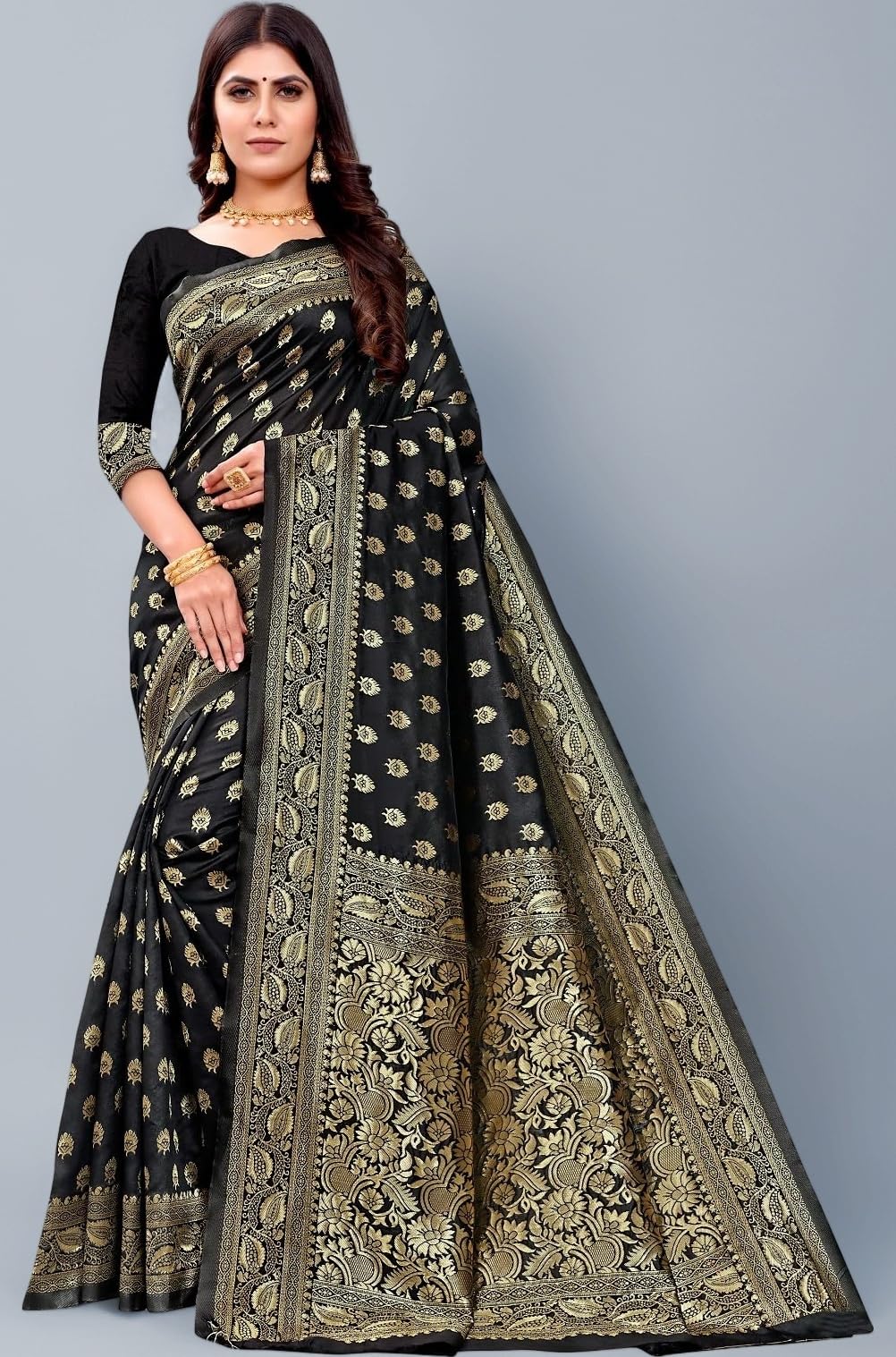 Women's Banarasi Saree Pure Kanjivaram Silk Saree Soft new ladies 2023 Design Wear Pattu Sarees Latest Cotton Party Sari collections With Blouse Piece for Wedding sadi (PARI S-1 MAROON)