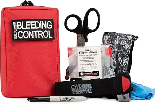 Kit de control de sangrado Scherber de acceso público | Equipo de trauma, suministros de primeros auxilios y paquete de torniquete NAR para heridas