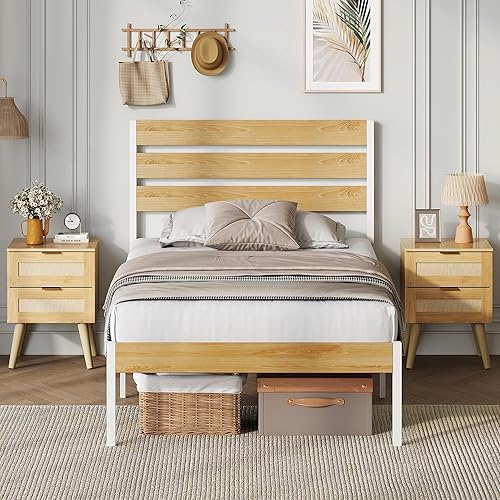 Miniatura 8 de WLIVE Base de cama Queen con cabecero, base de cama de plataforma de metal con almacenamiento debajo de la cama, base de colchón de 1500 libras, no