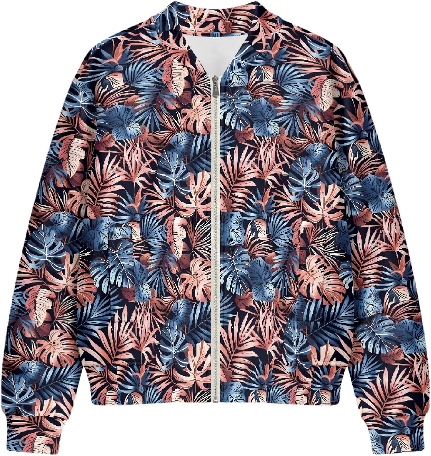 Womens Oversized Zip Up Relaxed Fitted Jackets Lightweight Zipper Sweatshirt Jackets Long Sleeve Bomber Jacket