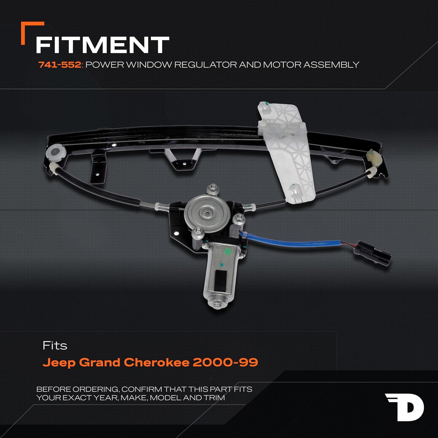 Dorman 741-552 Front Driver Side Power Window Regulator And Motor Assembly Compatible with Select Jeep Models