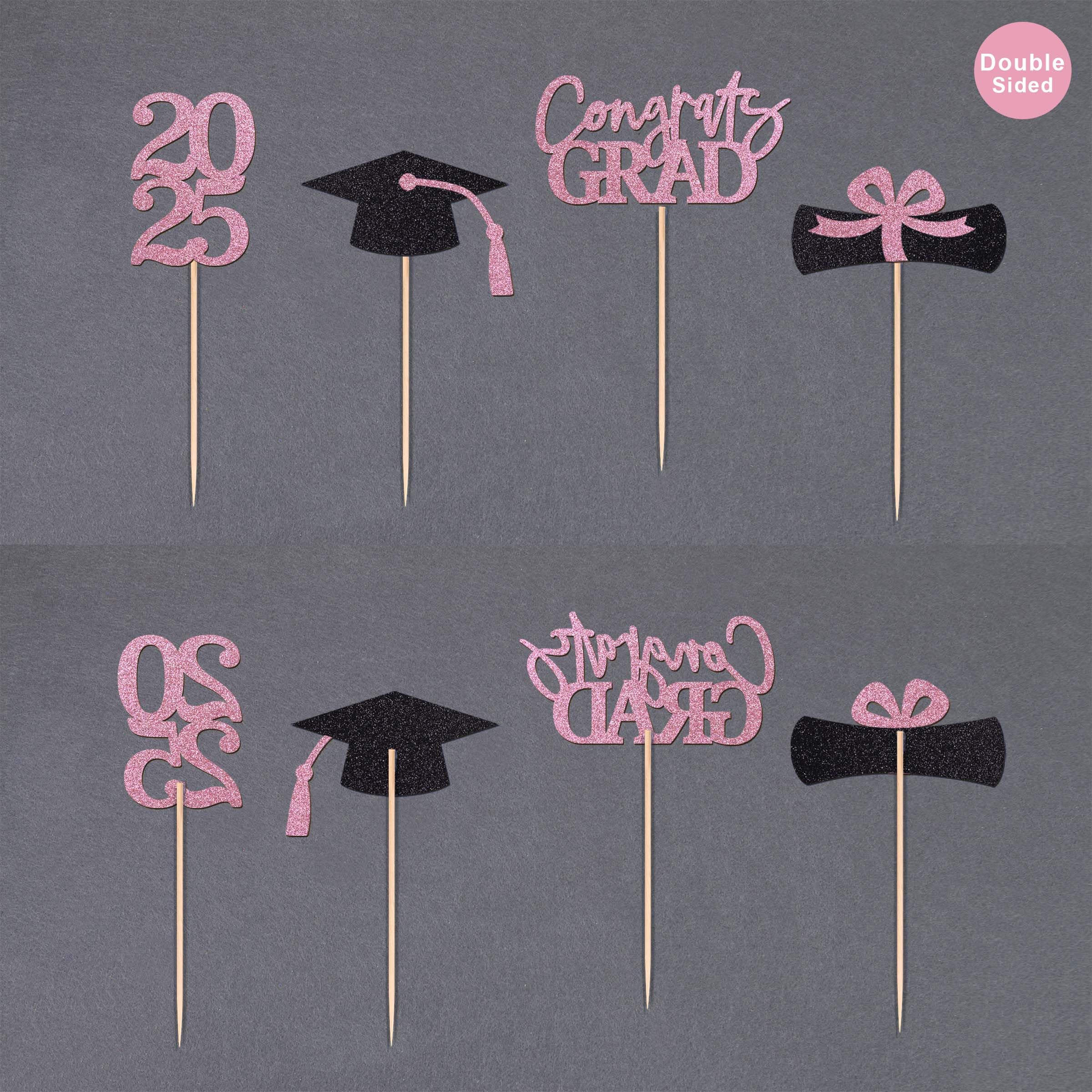 36 Pcs 2025 Graduation Cupcake Toppers – Sparkling Decor Set With Grad Caps & 'Class Of 2025' For Party