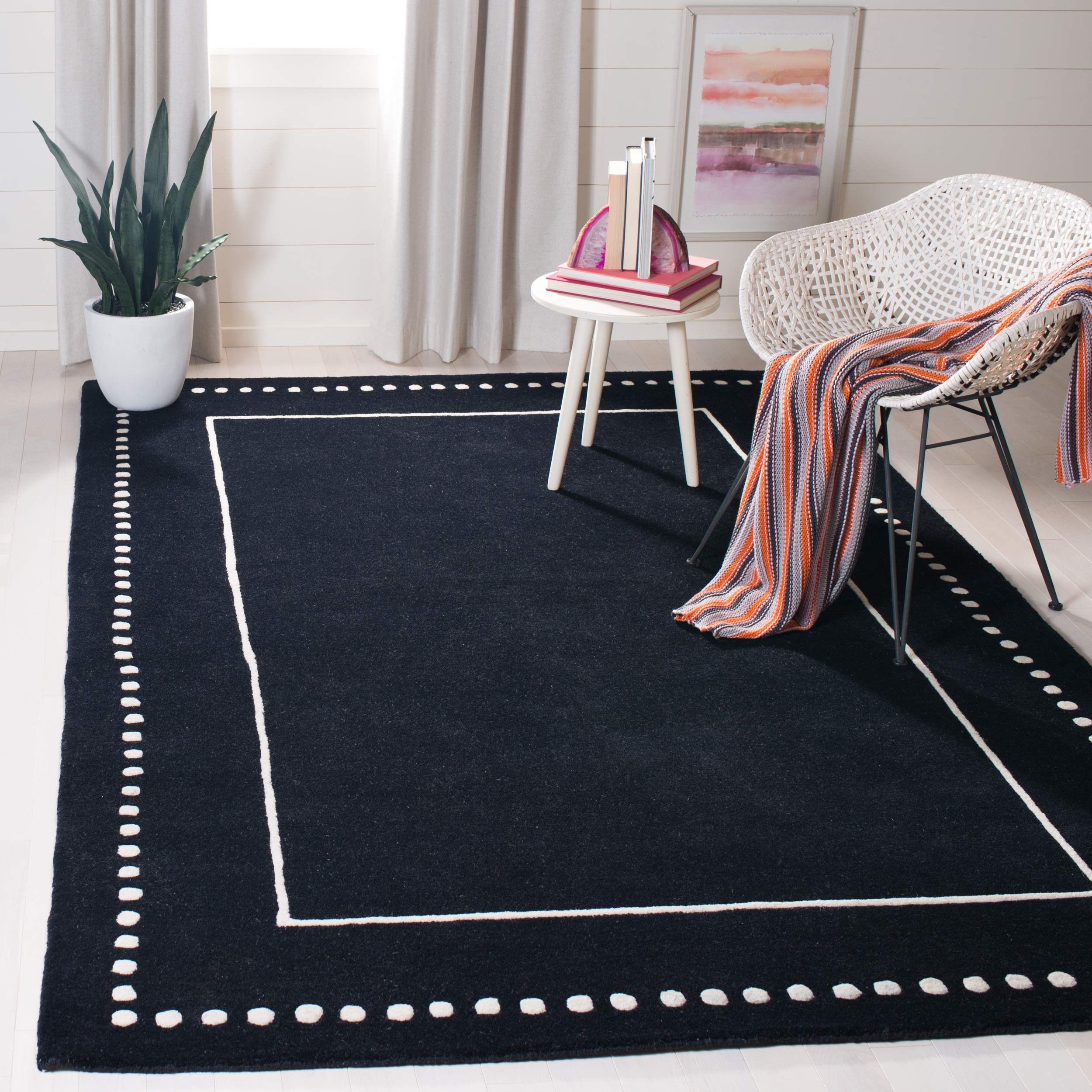 Tapis anti-poussière SAFAVIEH poil court noir/ivoire salon propre