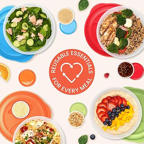 Miniatura 8 de EasyLunchboxes - Recipientes para ensalada - Cuenco reutilizable con vaso integrado a prueba de fugas para ensalada, pasta, cereales, arroz y más -