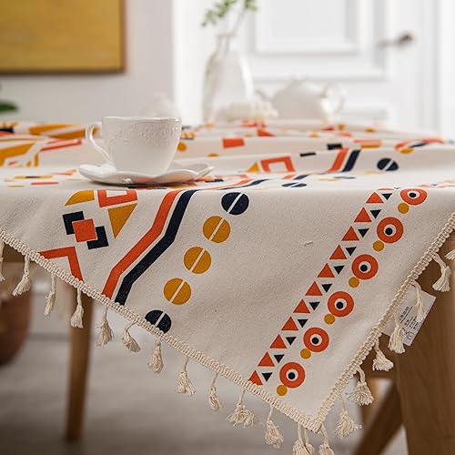 Miniatura 5 de miicoer Mantel rectangular impermeable con diseño moderno y elegante, tela sin arrugas, a prueba de derrames, para decoración de mesa de comedor de