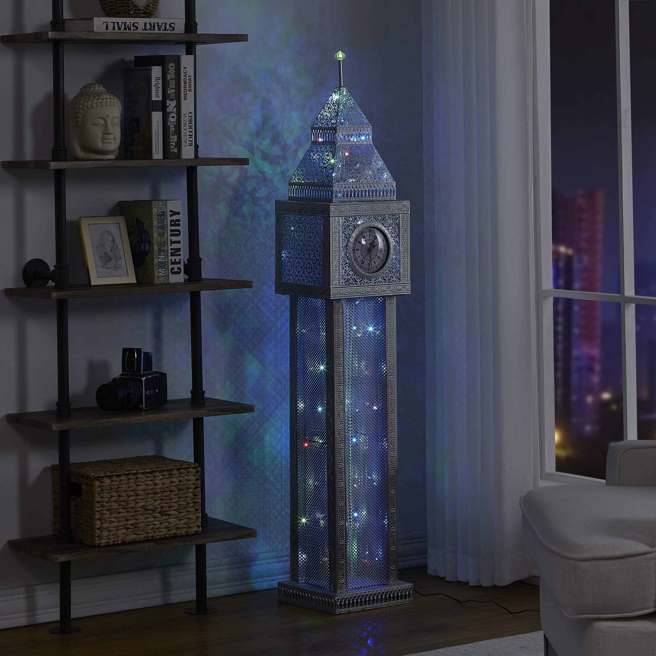 WOXXX London Big Ben Tower Clock Floor Lamp With Led Twinkle String Lights 7 Color Changing Modern Floor Lamps For Living Room, Bedrooms Christmas Decorations Tall Stand Up Lamp New Year Standing Lamp