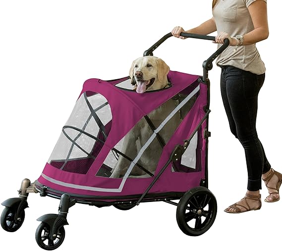 Pet Gear NOZIP Stroller, Push Button Zipperless Dual Entry, for Single or Multiple
