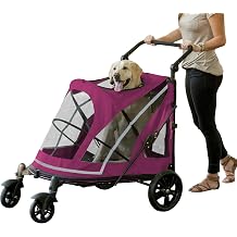Pet Gear NO-Zip Stroller, Push Button Zipperless Dual Entry, for Single or Multiple Dogs/Cats, Pet Can Easily Walk in/Out, No Need to Lift Pet