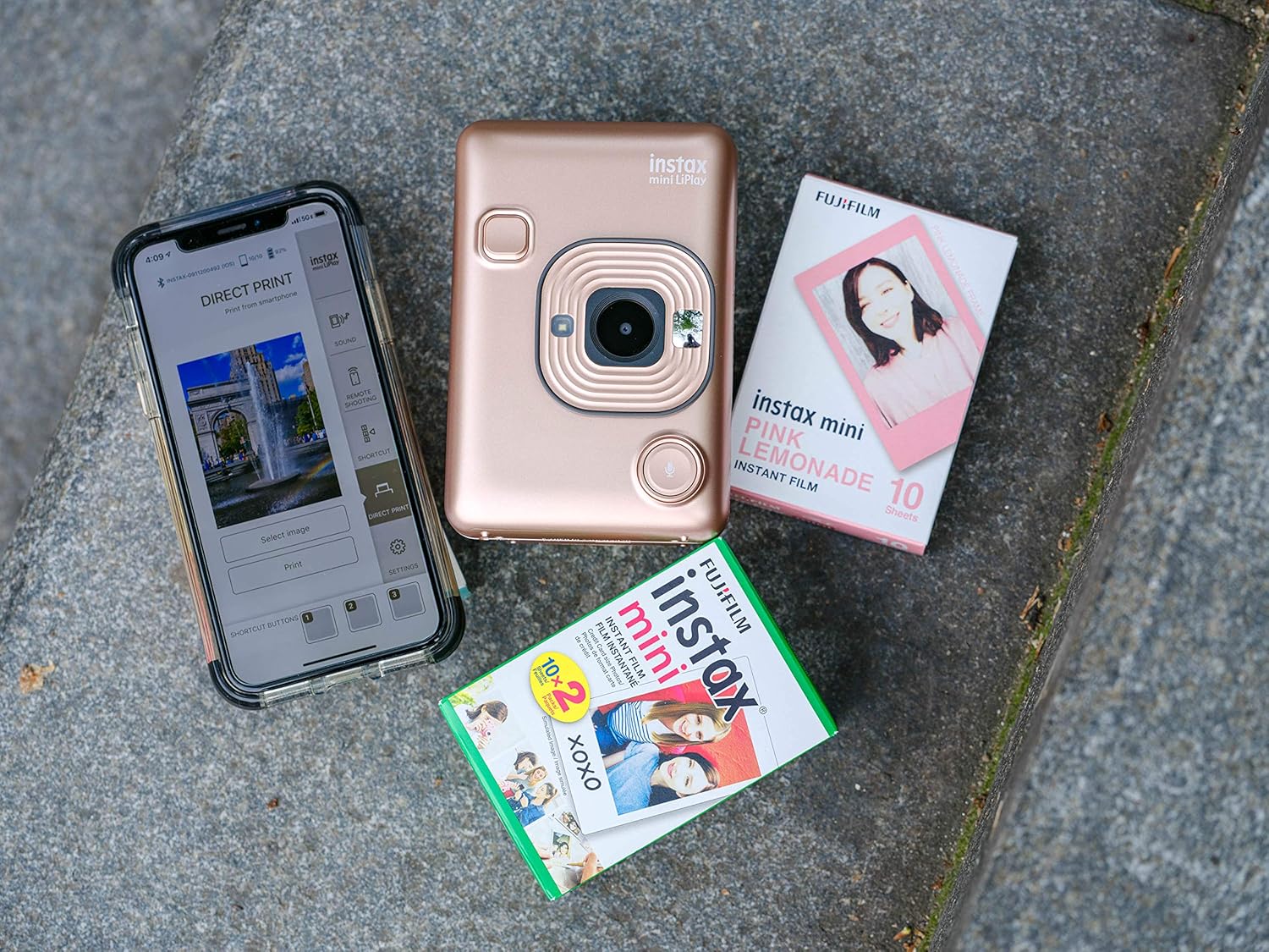 Fujifilm Instax Mini Liplay Hybrid Instant Camera - Stone White