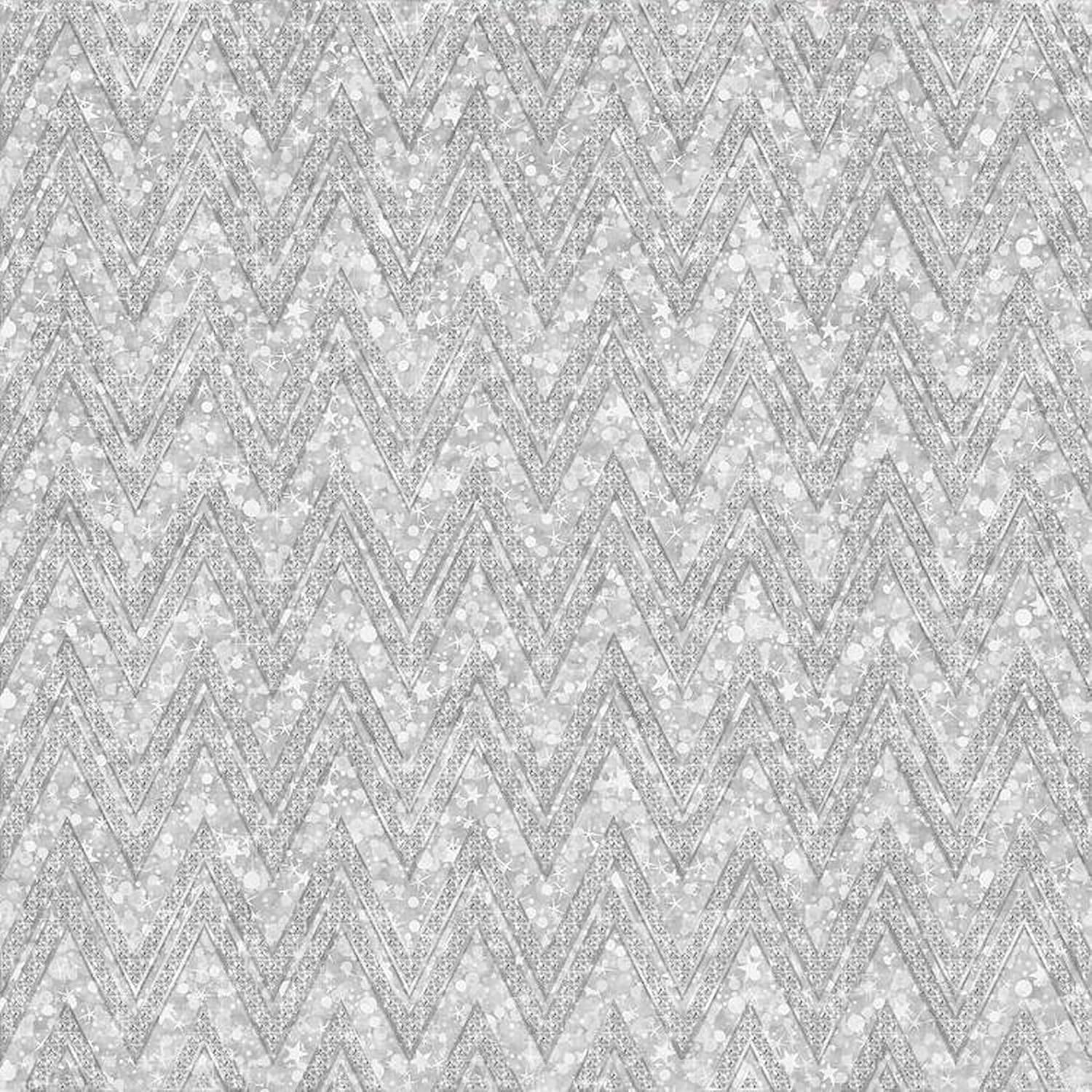 CafePress Silver Glitter & Sparkles Chevron P Decorative Fabric Shower Curtain