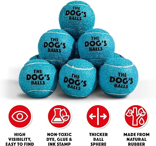 Miniatura 5 de The Dog's Balls, Pelotas de tenis para perros, paquete de 12 juguetes azules para perros, pelotas fuertes para perros y cachorros para entrenar,