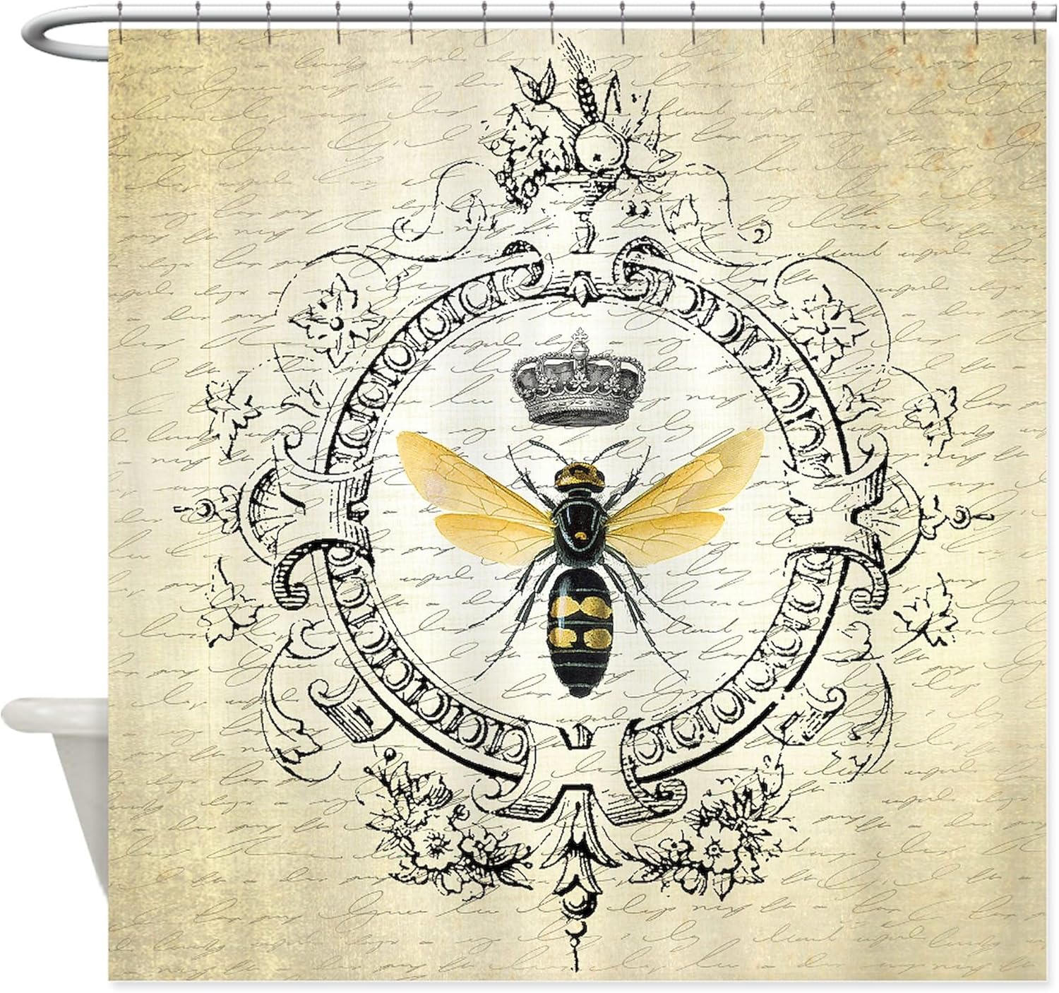 CafePress Vintage French Queen Bee Decorative Fabric Shower Curtain
