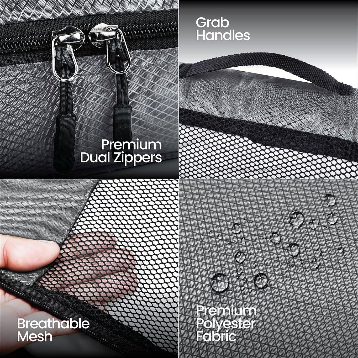 FATMUG Packing Cubes Travel Pouch / Bag Suitcase Organiser Set of 4 ( 2 Medium and 2 Small) - Grey Polyester 2
