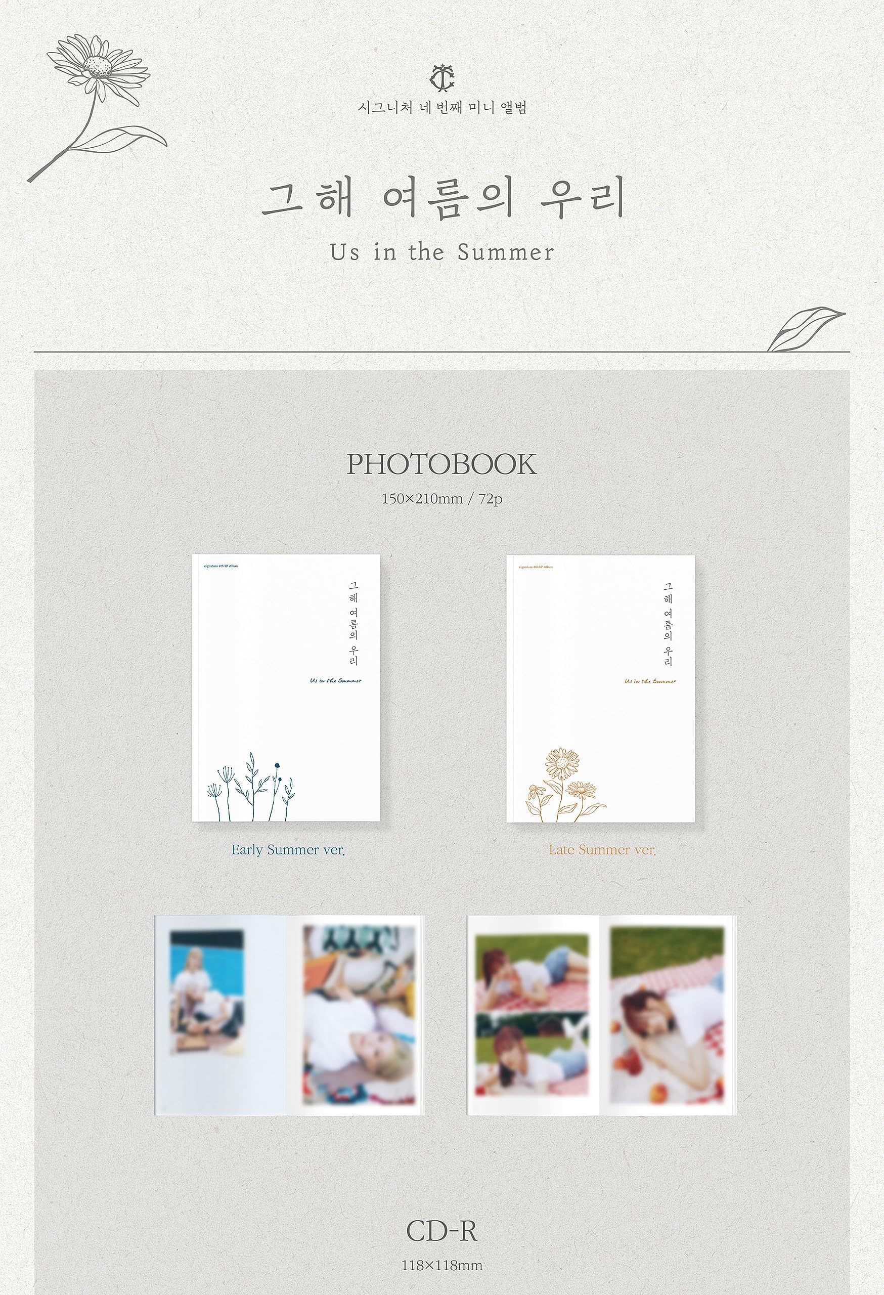 cignature Us in the Summer 4° EP Album CD+POB+Photobook+Cartolina+Polaroid+Foto di film+Photocard+Biglietto+Tracking Sealed (SET(Inizio estate+Ultima estate))