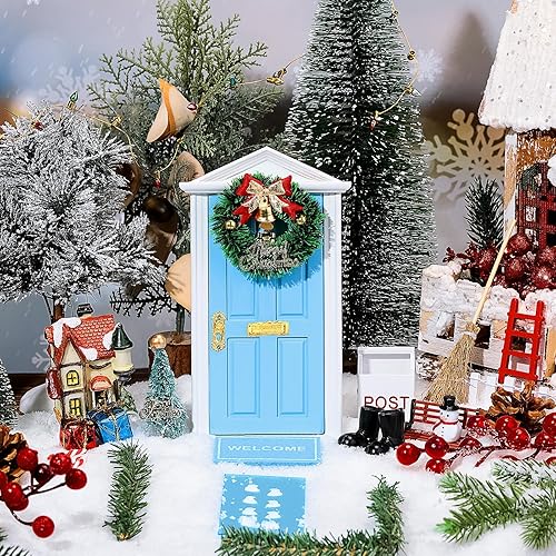 Cunno 20 piezas de puerta de hadas de elfo de Navidad, dientes rojos, puerta de hada, pequeña puerta en miniatura, kit de apertura de puerta de elfo