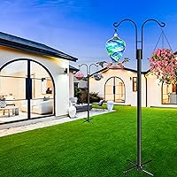 Vista 7 de XDW-GIFTS Ganchos de pastor dobles para exteriores, paquete de 2 postes de jardín resistentes para colgar comederos de pájaros, cestas de plantas